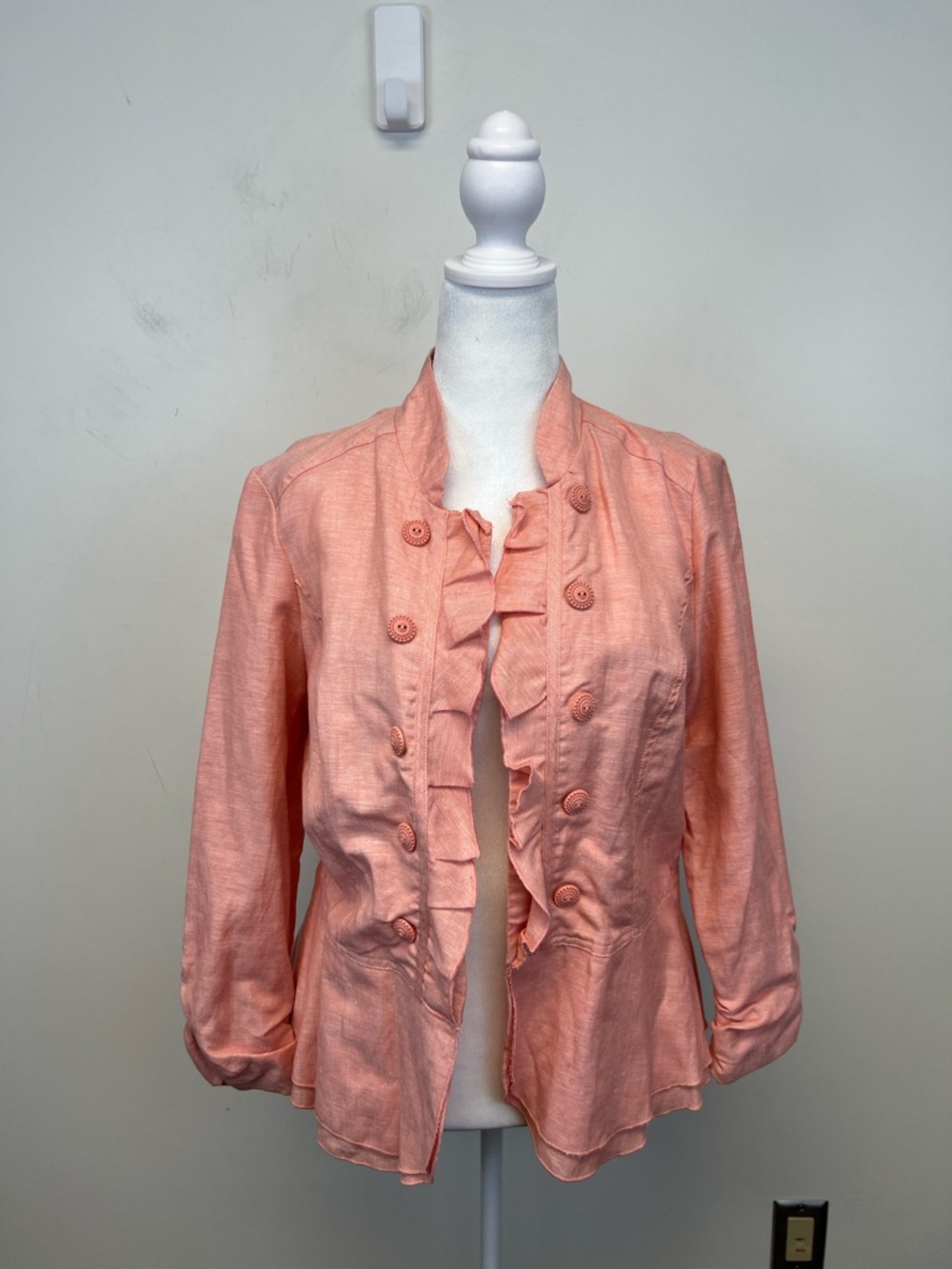 Maurices Light Salmon / Coral Jacket with Buttons & Ruffles New with Tags XL